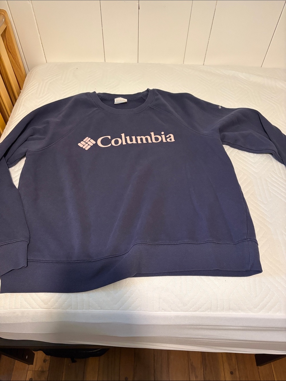 Columbia Navy Crewneck Sweatshirt with Light Pink Logo